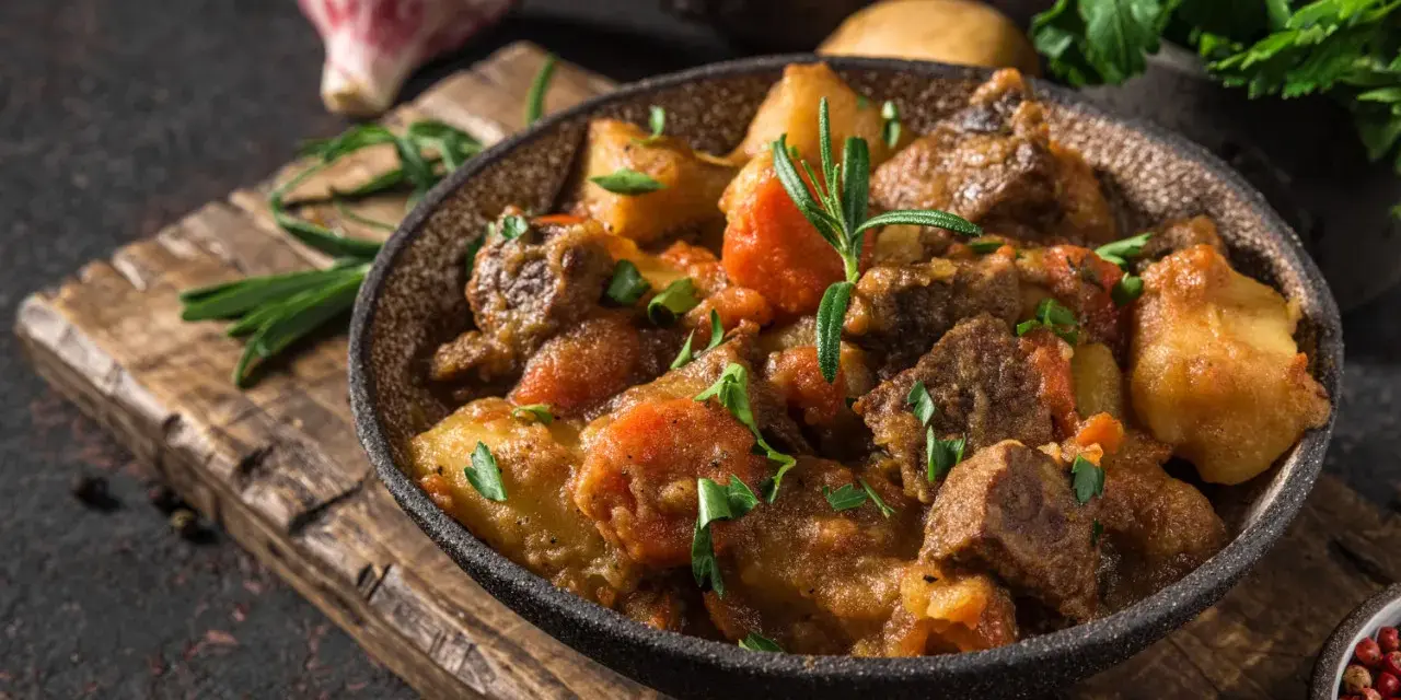 Un saporito stufato di manzo con patate e carote, perfetto per scoprire cosa mangiare a Dublino.