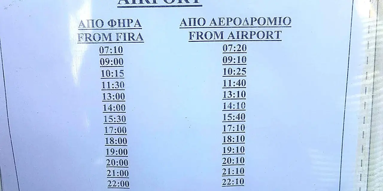 Orari bus Santorini: da Fira all'aeroporto e viceversa. Come muoversi a Santorini con bus a 1,80€.