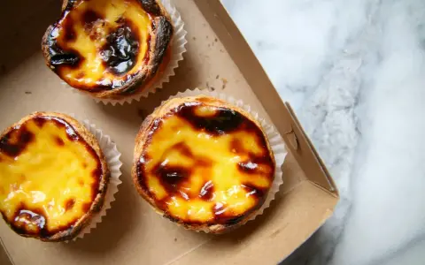 Pastéis de nata appena sfornati, un must per scoprire cosa mangiare a Lisbona. Croccanti fuori, cremosi dentro.