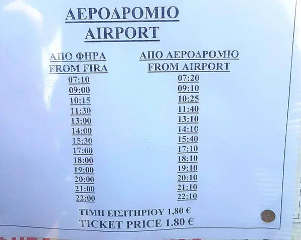 Orari bus Santorini: da Fira all'aeroporto e viceversa. Come muoversi a Santorini con bus a 1,80€.