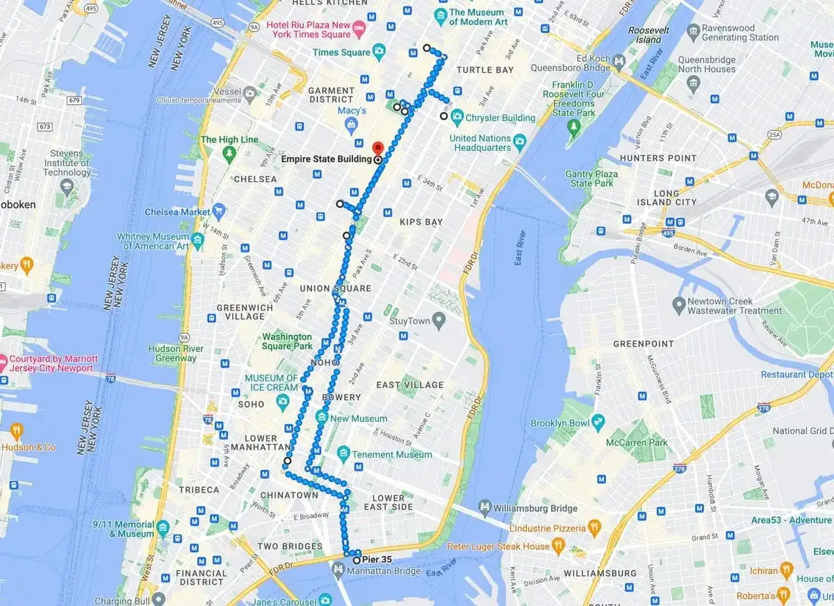 Itinerario per cosa vedere a New York in 7 giorni: un percorso a piedi tra i luoghi iconici di Manhattan, da Lower Manhattan a Midtown.